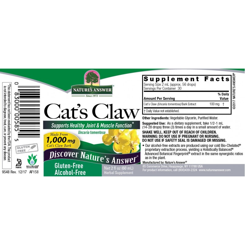 Nature's Answer Cat's Claw Herbal Drops 60 ml