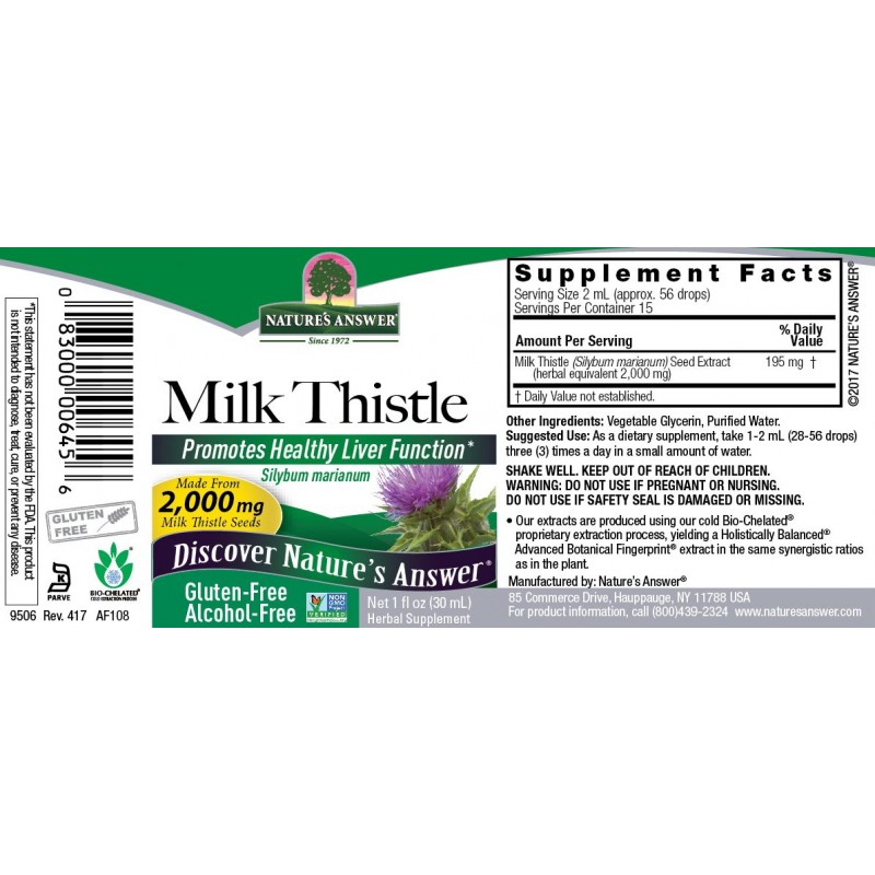 Nature's Answer Milk Thistle Herbal Drops 30 ml
